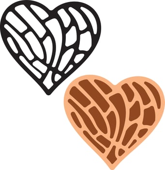 Concha pan heart vector