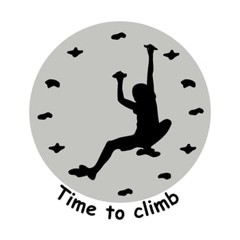 Silhouette of a young rock climber on a climbing wall. Sport, extreme. Vector illustration.