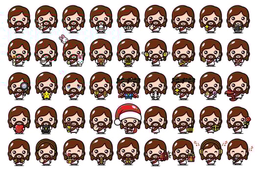 cute jesus christ cartoon bundle set vector