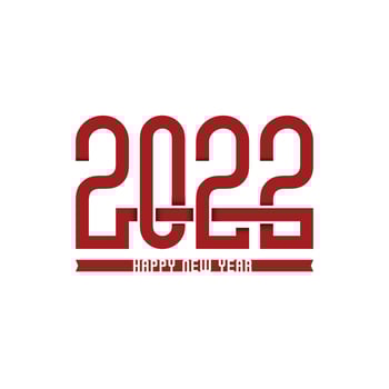 Happy new year 2022 thick red line connected, the new year 2022 celebration. vector