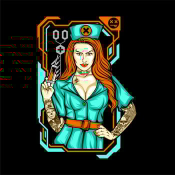 nurse holding syringe vector
