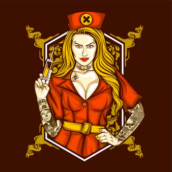 nurse holding syringe vector