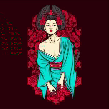 awesome samurai geisha vector