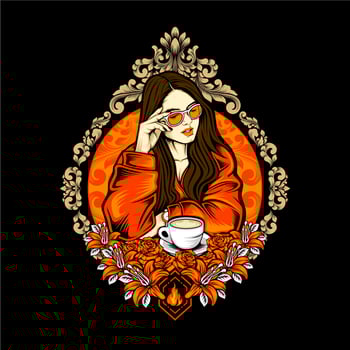 coffee and lady vector