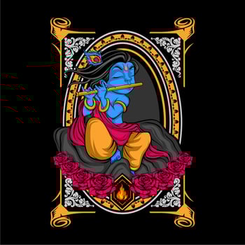 krishna play flute vector