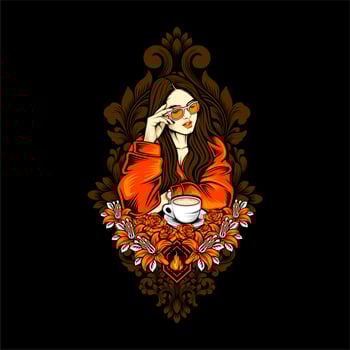 coffee and lady vector
