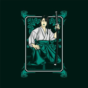 vintage samurai girl vector