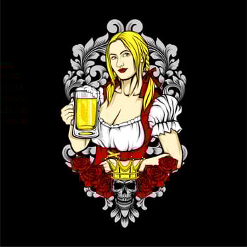 GIRL AND BEER vector