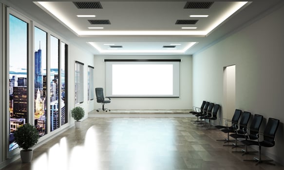 Office business - beautiful meeting room and conference table, modern style. 3D rendering photo