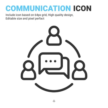 Communication icon vector with outline style isolated on white background. Vector illustration interaction sign symbol icon concept for business, finance, industry, company, app, web and project