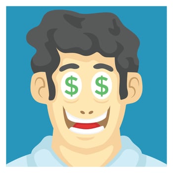 dollar on eye man. anti corruption flat vector illustration