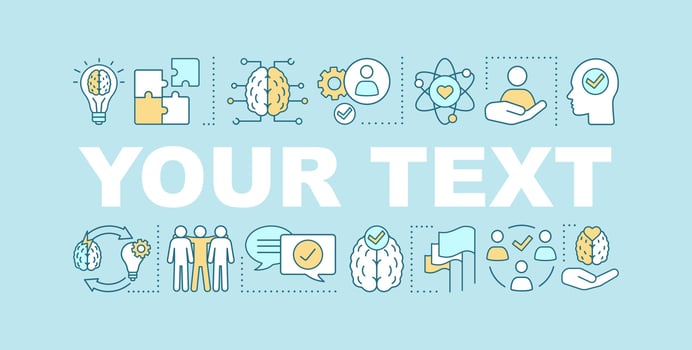 Core values word concepts banner. Corporate social responsibility. Your text here. Isolated lettering typography idea with linear icons. Creative thinking. HR skills. Vector outline illustration