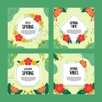 Flat Spring Social Media Post vector