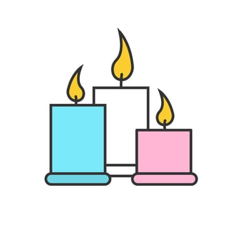 Spa salon candles color icon. Aroma therapy. Isolated vector illustration