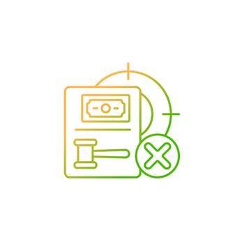 Wildlife protection gradient linear vector icon. Act punishment or no license hunting fee. Penalty if violated. Thin line color symbol. Modern style pictogram. Vector isolated outline drawing