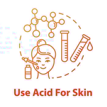 Use acid for skin, rejuvenation, cosmetology concept icon. Face skin renewal, AHA and BHA beauty products idea thin line illustration. Vector isolated outline RGB color drawing. Editable stroke