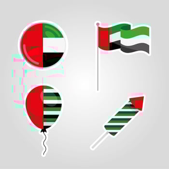 four UAE national icons vector