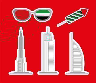 five UAE national icons vector