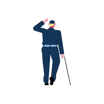 veteran walking with cane vector