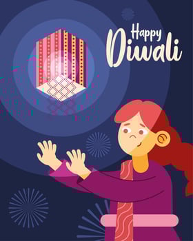 happy diwali celebration event vector