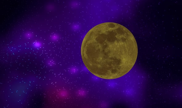 Full moon background with colorful universe galaxy and starry night. photo