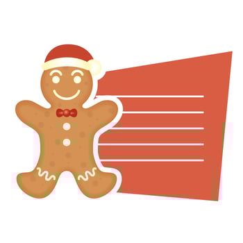 merry christmas sweet ginger cookie with santa hat and card vector