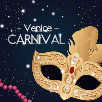 venice carnival and mask with feathers vector
