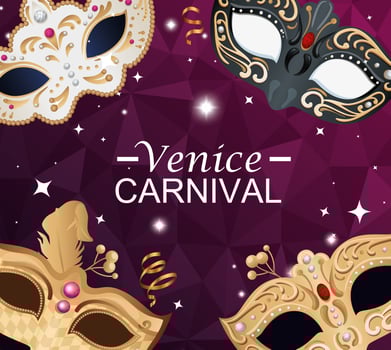 venice carnival with masks and decoration vector