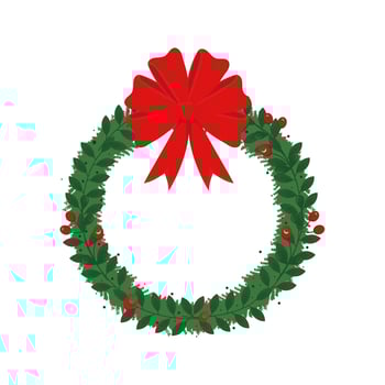 christmas wreath with bow vector