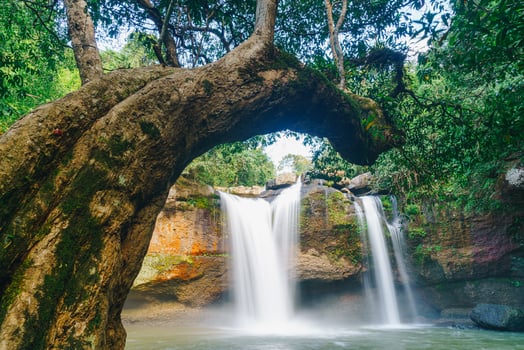 Haew Suwat Waterfall at Khao Yai National Park in Thailand photo