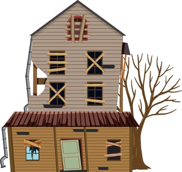 Abandoned house on white background vector