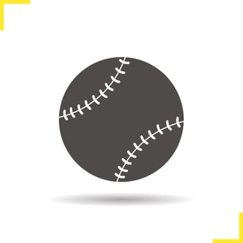 Baseball ball icon. Drop shadow softball silhouette symbol. Sport equipment. Vector isolated illustration