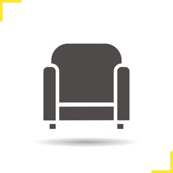 Armchair icon. Drop shadow chair silhouette symbol. Modern house furniture item. Office furniture. Armchair logo concept. Vector chair isolated illustration