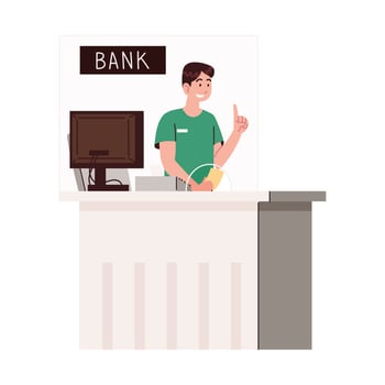 male cashier bank vector