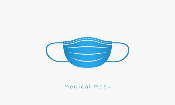 medical mask blue color. creative icon vector illustration.