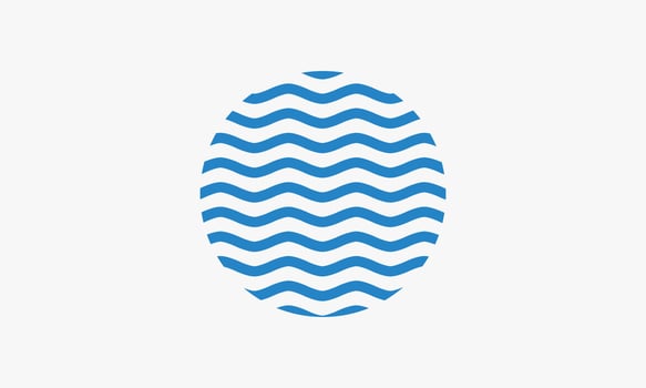 circle waves ocean vector isolated on white background.