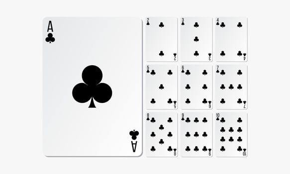 clubs playing cards. set card game design vector. vector