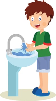 Boy who is washing his hands vector