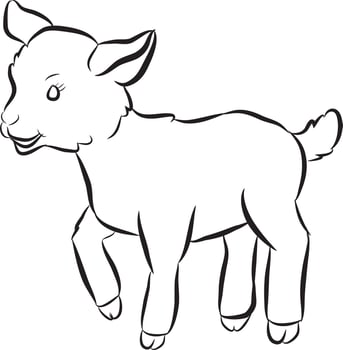 Black and White Clipart Goat vector