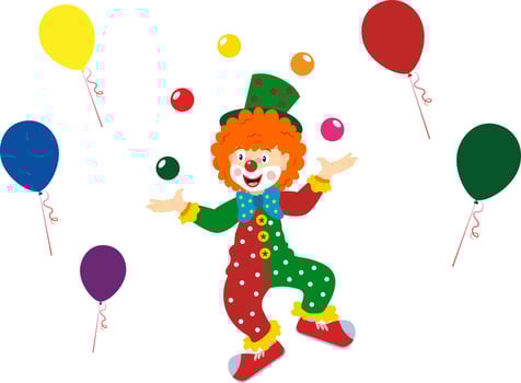 Cartoon Happy Clown. Vector Illustration of Clipart Clown