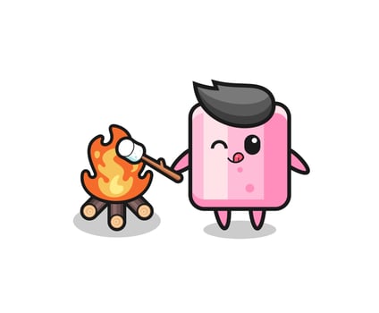 marshmallow character is burning marshmallow vector
