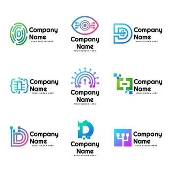 Digital Company Logo Set vector