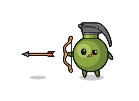 illustration of grenade character doing archery vector