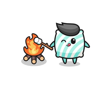 pillow character is burning marshmallow vector