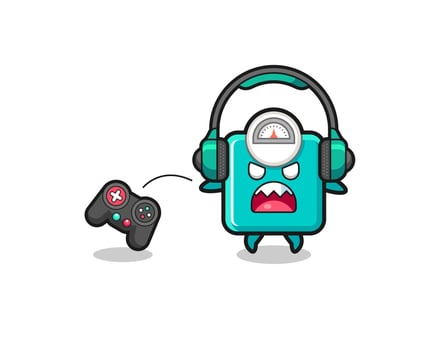 weight scale gamer mascot is angry vector