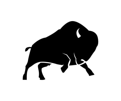 silhouette of bison, illustration of bison vector