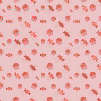 cupcake, candy and snow flakes vector repeat pattern, christmas repeat pattern for textile, gift wrapper, cover, backdrop, packaging, banner and other seamless design stuff.