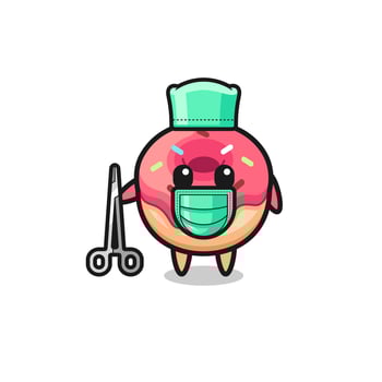 surgeon doughnut mascot character vector