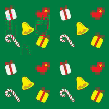 Red, green, Christmas team background pattern for screening on various materials such as bags, handkerchiefs, curtains, sheets, wrapping paper, boxes, cards, cell phone cases, mugs, plates, etc. vector