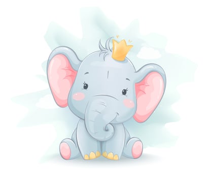Cute little elephant in crown vector